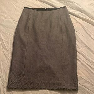 Express Black/White Pencil Skirt with Leather Detail